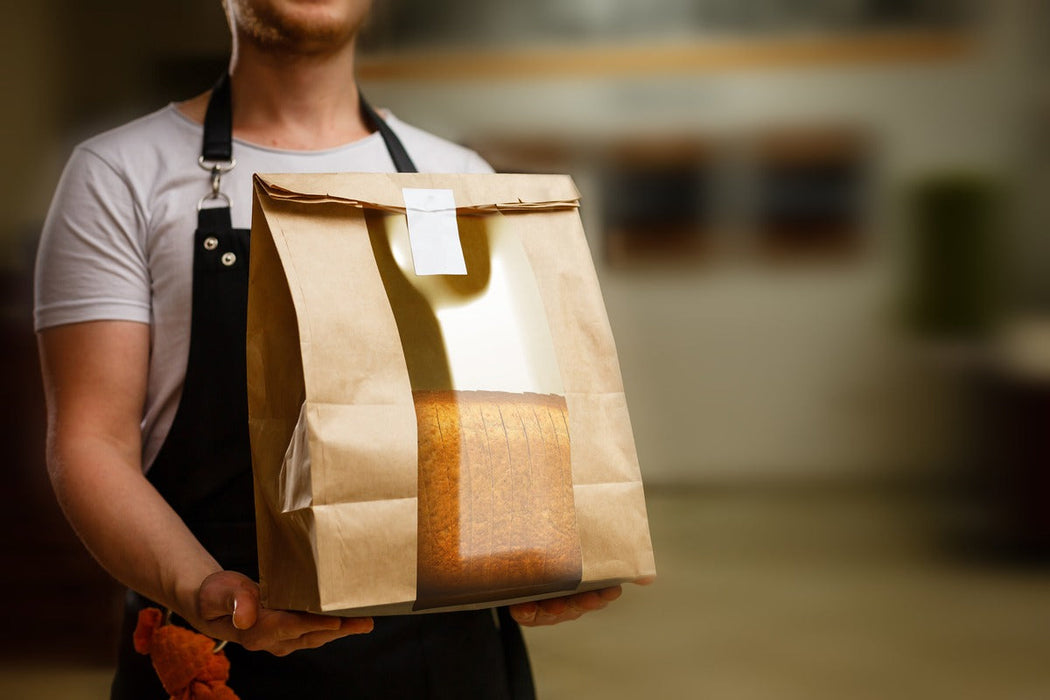 125pcs - Sac SOS papier kraft brun avec fenêtre - 22,5 cm x 12 cm x 37,5 cm