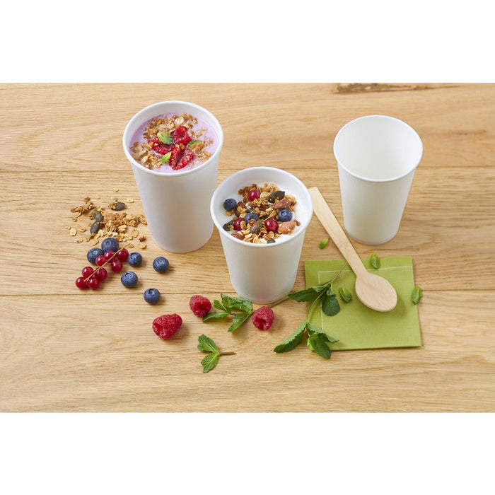 50pcs - Pot carton blanc chaud et froid - 570 ml - Ø 9,7 cm - H 11,4 cm