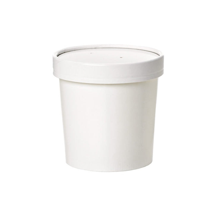 25pcs - Pot carton blanc chaud et froid avec couvercle carton - 960 ml - Ø 11,6 cm - H 14 cm