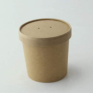 25pcs - Pot carton kraft brun chaud et froid avec couvercle carton - 350 ml - Ø 9 cm - H 8,5 cm