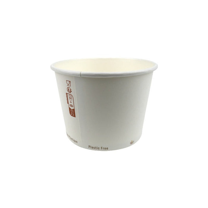 25pcs - 470ml Ø11,5cm H8cm - Pot carton blanc chaud et froid sans plastique