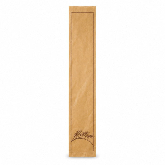 1000pcs - Sac à pain papier kraft brun décor marron - 12 cm x 8 cm x 49 cm