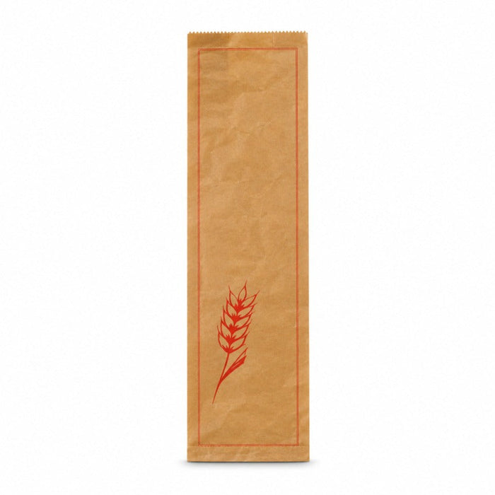 500pcs - 18x7x61cm - Sac à pain papier kraft brun décor rouge