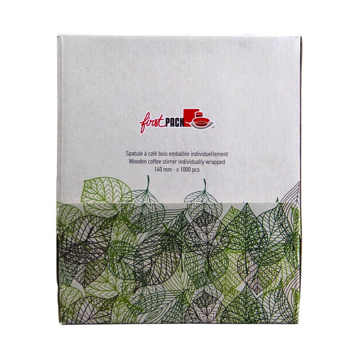 1000pcs - Spatule à café bois emballée individuellement en boîte distributrice - 14 cm