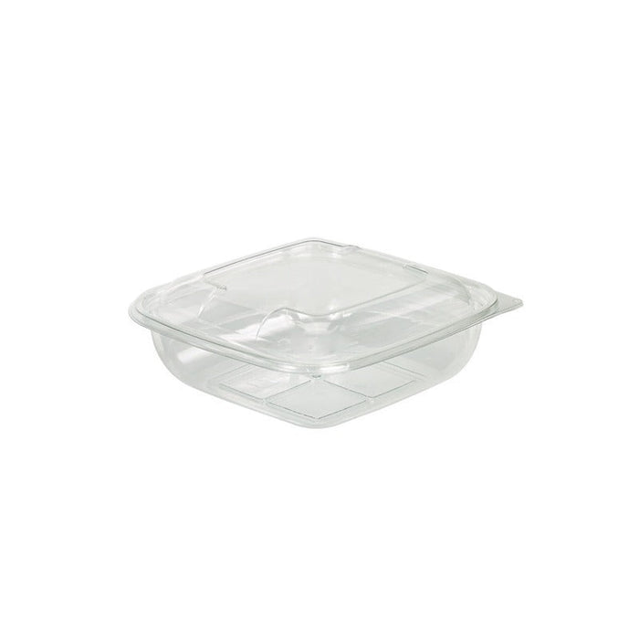 150pcs - Saladier carré plat en PET transparent avec couvercle - 1000 ml - 19 cm x 19 cm x 5,5 cm