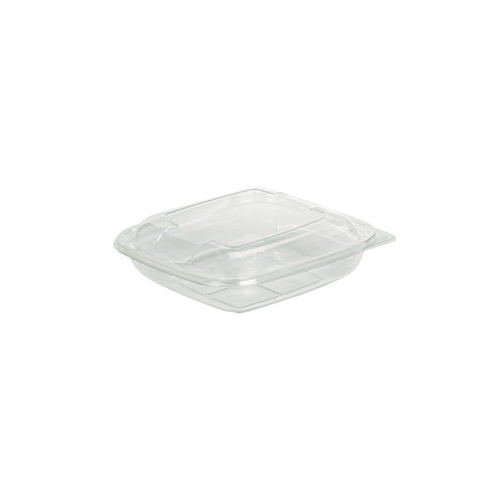 150pcs - Saladier carré plat en PET transparent avec couvercle - 750 ml - 19 cm x 19 cm x 4,5 cm