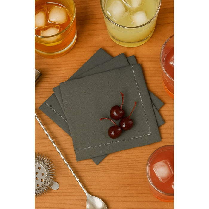 100pcs - Serviette cocktail coton gris - 20 cm x 20 cm