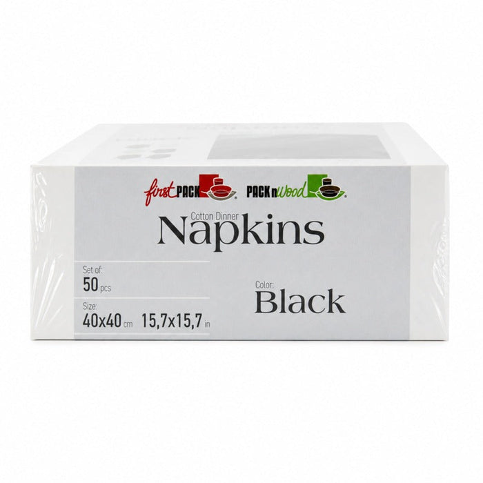 50pcs - 40x40cm - Serviette de table coton noir