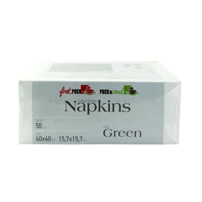 50pcs - Serviette de table coton vert - 40 cm x 40 cm