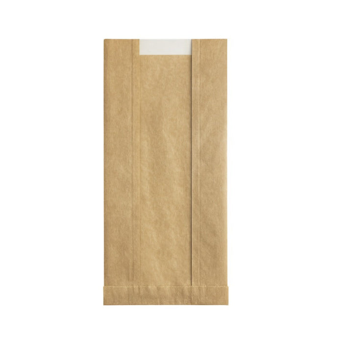 1000pcs - Sac papier kraft brun à fenêtre microperforée - 14 cm x 7 cm x 44 cm