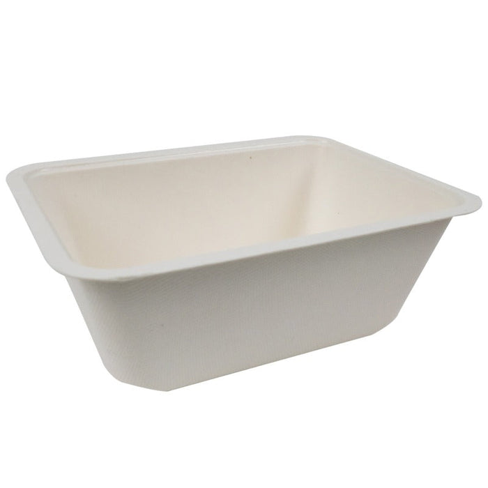 100pcs - Barquette scellable blanche en pulpe laminée PLA - 1200 ml - 19 cm x 13,7 cm x 7 cm
