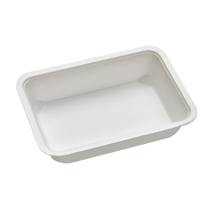 100pcs - Barquette scellable blanche en pulpe laminée PLA - 750 ml - 19 cm x 13,7 cm x 4 cm