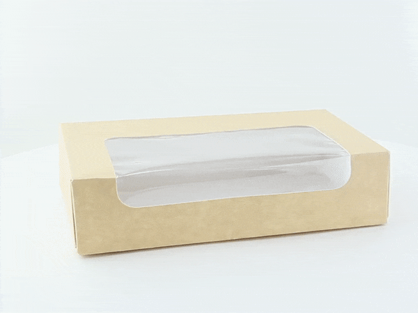 50pcs - Boîte carton kraft laminé à fenêtre - 19 cm x 11,3 cm x 4,4 cm