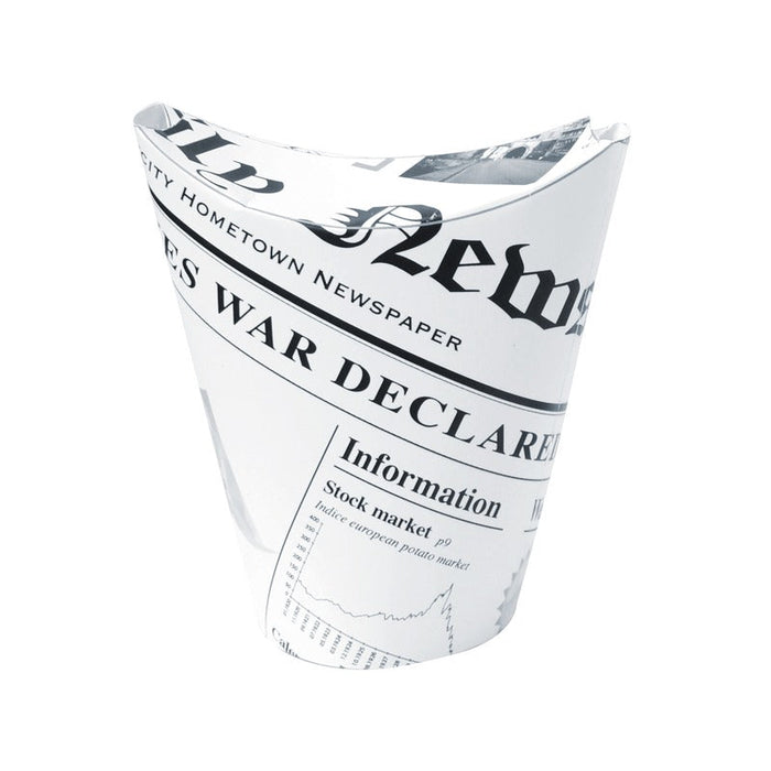 50pcs - Gobelet carton snack refermable perforé blanc décor "Journal" - 270 ml - Ø 8,3 cm - H 11,8 cm