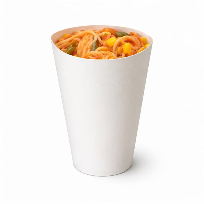 50pcs - Pot à pâtes en carton blanc - 480 ml - Ø 9 cm - H 15,7 cm