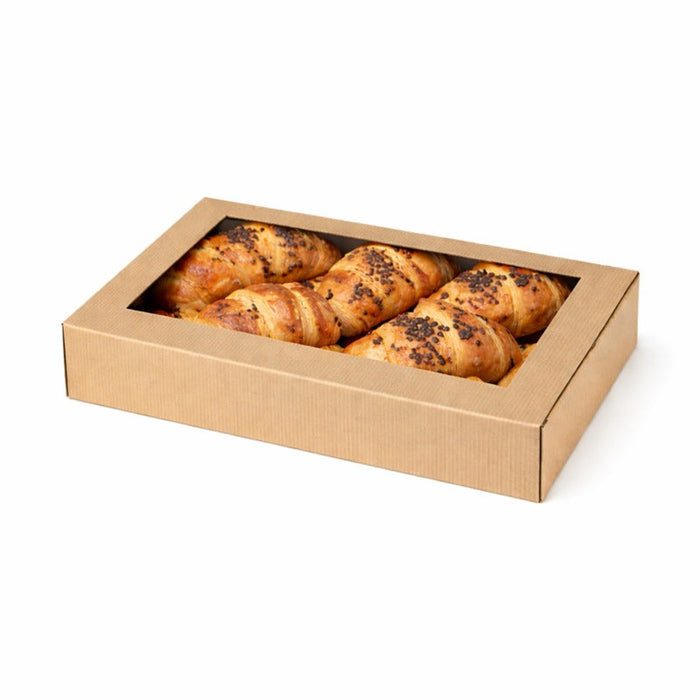 25pcs - Etui carton brun à fenêtre pour plateau repas bambou - 45 cm x 29 cm x 7 cm