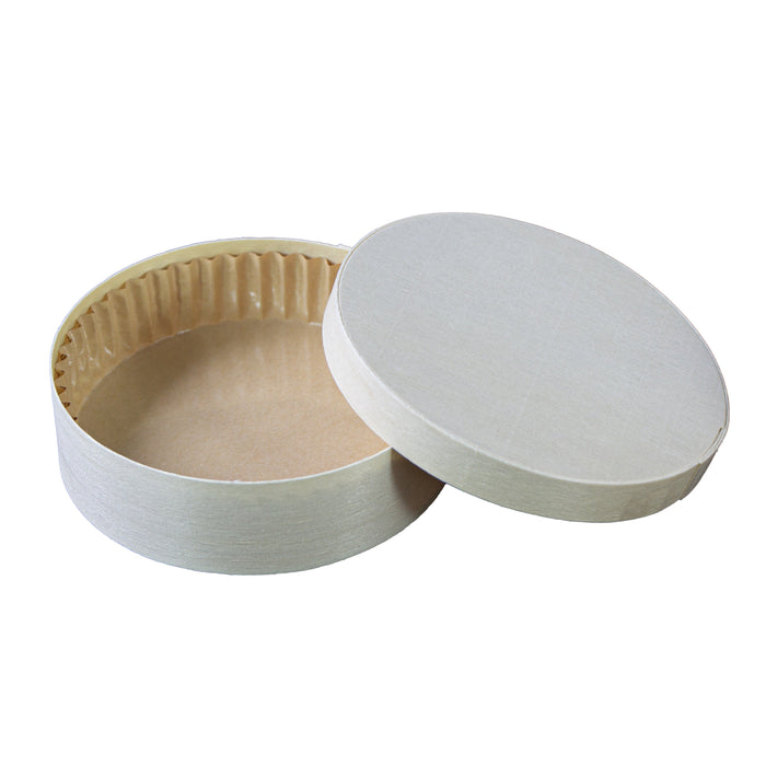 10pcs - Boîte ronde en bois FSC avec papier ingraissable pour cuisson au four - 350 ml - Ø 12,5 cm - H 4 cm