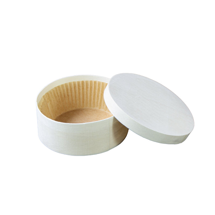 10pcs - Boîte ronde en bois FSC avec papier ingraissable pour cuisson au four - Ø 12 cm - H 5 cm