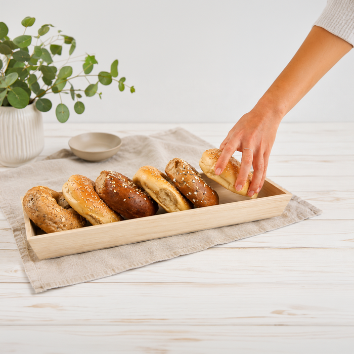 10pcs - Plateau repas bois rectangulaire "Noa" - 39 cm x 15 cm x 4 cm