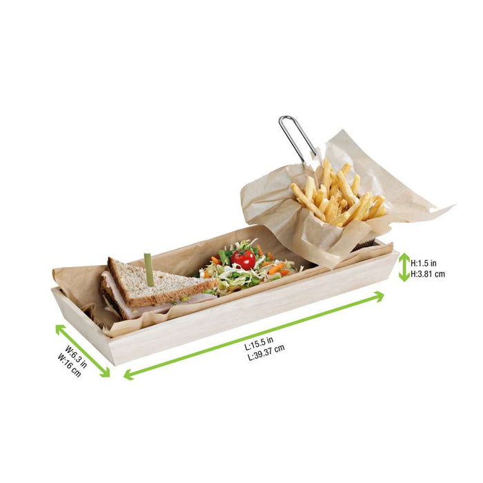 10pcs - Plateau repas bois rectangulaire "Noa" - 39 cm x 15 cm x 4 cm