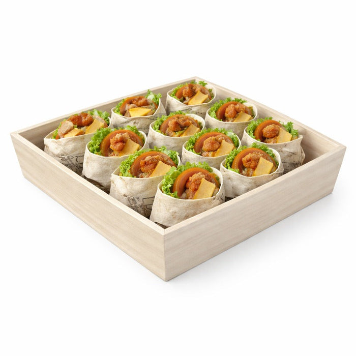 10pcs - Plateau repas bois carré "Noa" - 26 cm x 26 cm x 6,6 cm