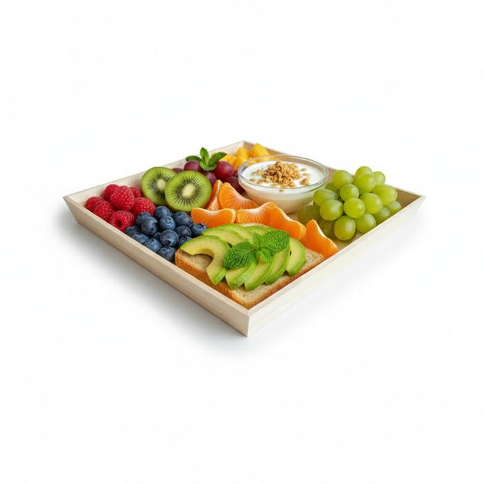 10pcs - Plateau repas bois carré "Noa" - 39 cm x 39 cm x 4 cm
