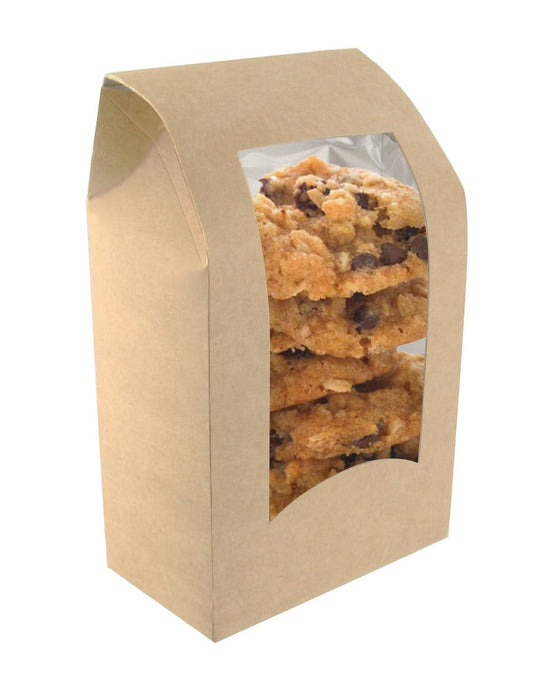50pcs - Boîte wrap carton brun à fenêtre (5% de plastique) - 9,5 cm x 5,4 cm x 15,2 cm