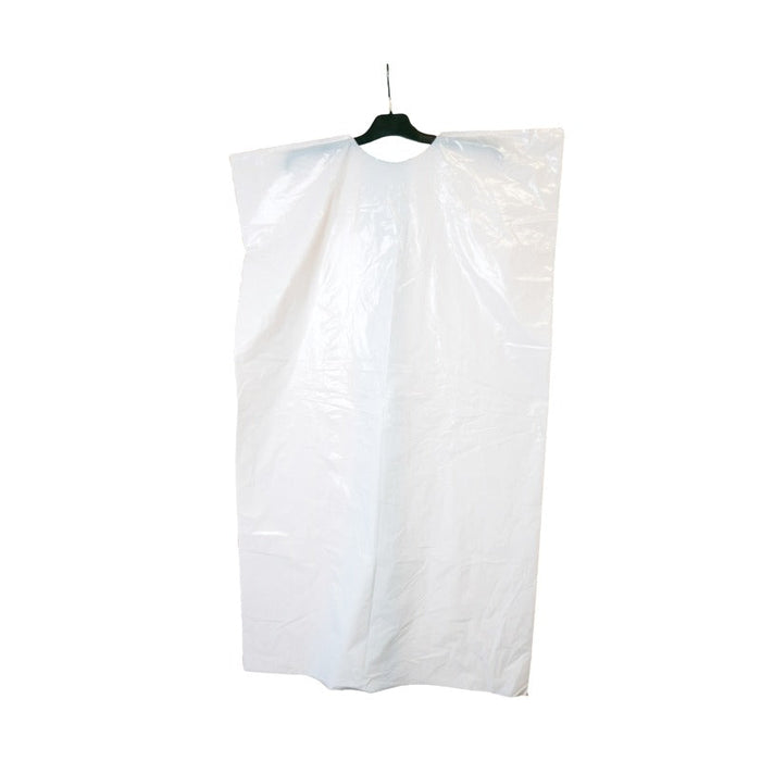 200pcs - 120x70cm - Blouse de protection sans manches en plastique PEBD blanche