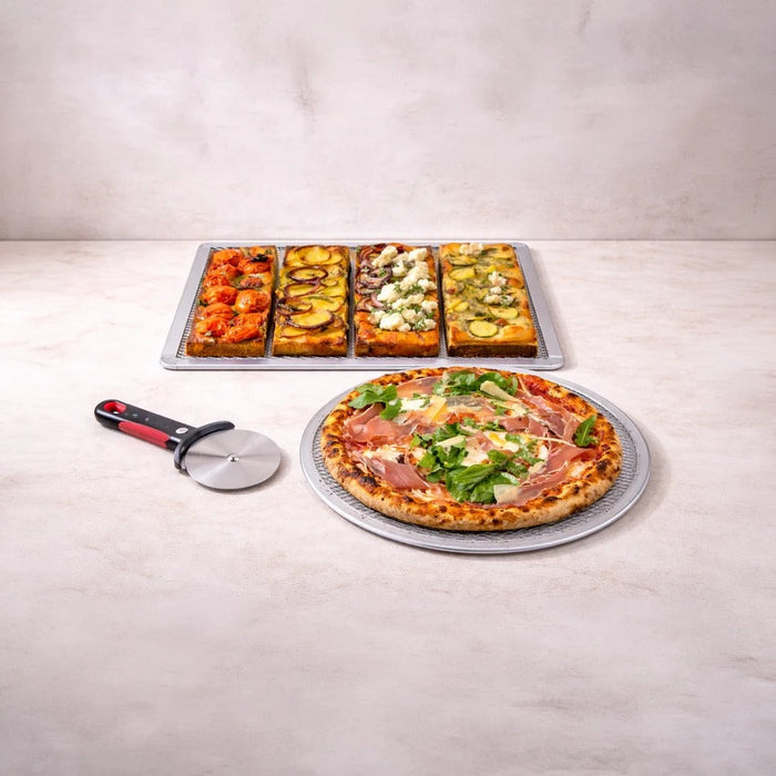 12pcs - Grille à pizza ronde aluminium à fond ajouré - Ø 27,94 cm - H 0,4 cm