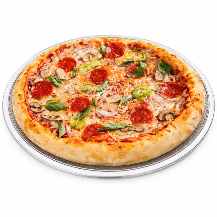 12pcs - Grille à pizza ronde aluminium à fond ajouré - Ø 33,02 cm - H 0,4 cm