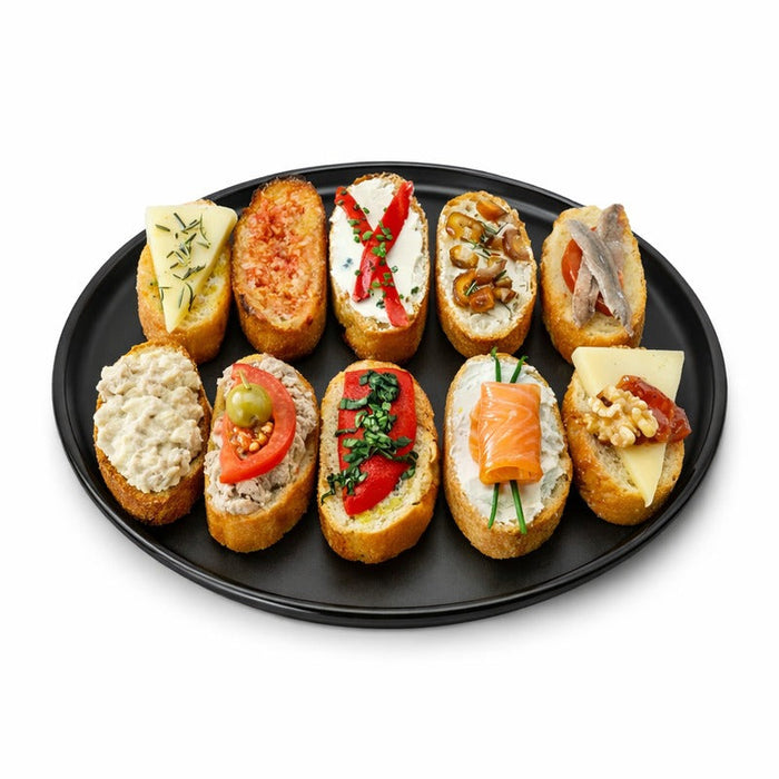 12pcs - Plateau à pizza noir en aluminium anodisé - Ø 25,4 cm