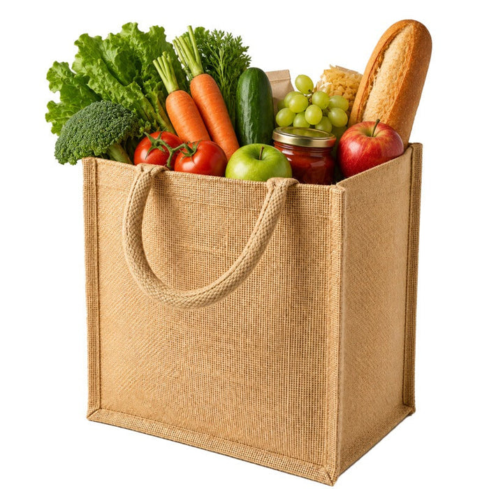 30pcs - Sac cabas en jute brun - 26 cm x 17 cm x 28 cm