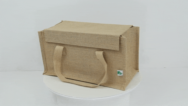 20pcs - Sac cabas en jute brun - 35,5 cm x 18 cm x 19 cm