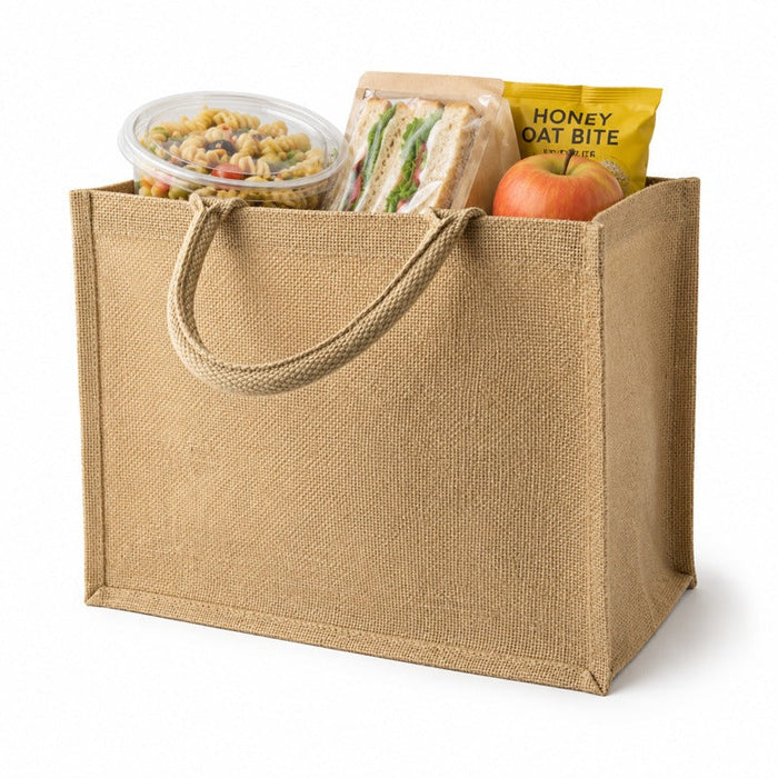 30pcs - Sac cabas en jute brun - 32 cm x 20 cm x 25 cm