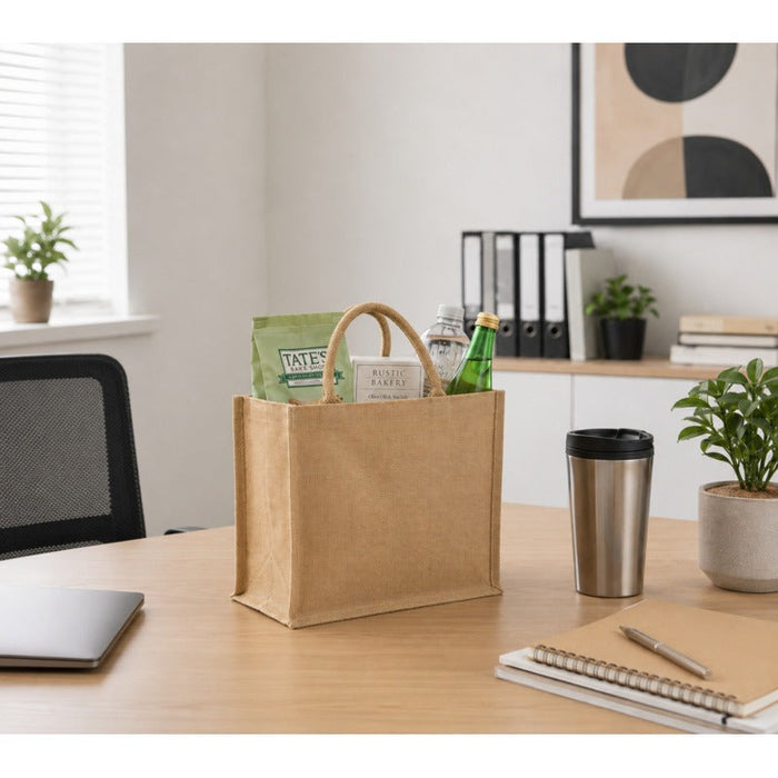 30pcs - Sac cabas en jute brun - 32 cm x 20 cm x 25 cm