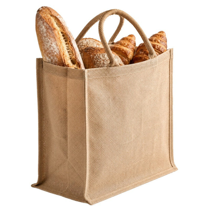 5pcs - Sac cabas en jute brun - 37 cm x 23 cm x 36 cm