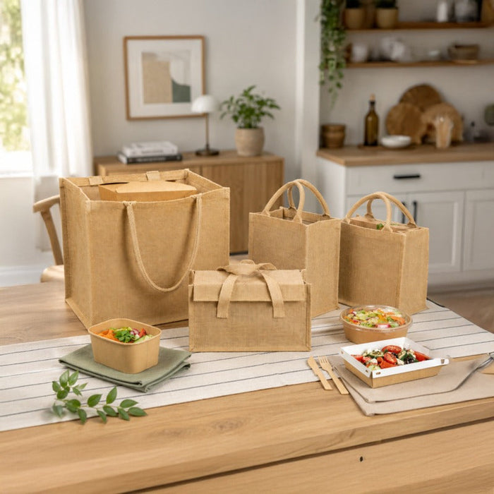 20pcs - Sac cabas en jute brun - 38 cm x 33 cm x 38 cm