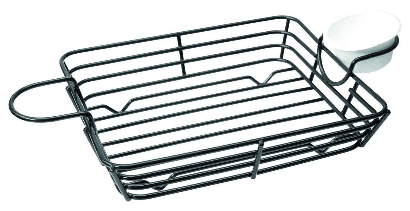 6pcs - Panier métal noir rectangulaire avec porte coupelle - 31 cm x 18 cm x 6 cm