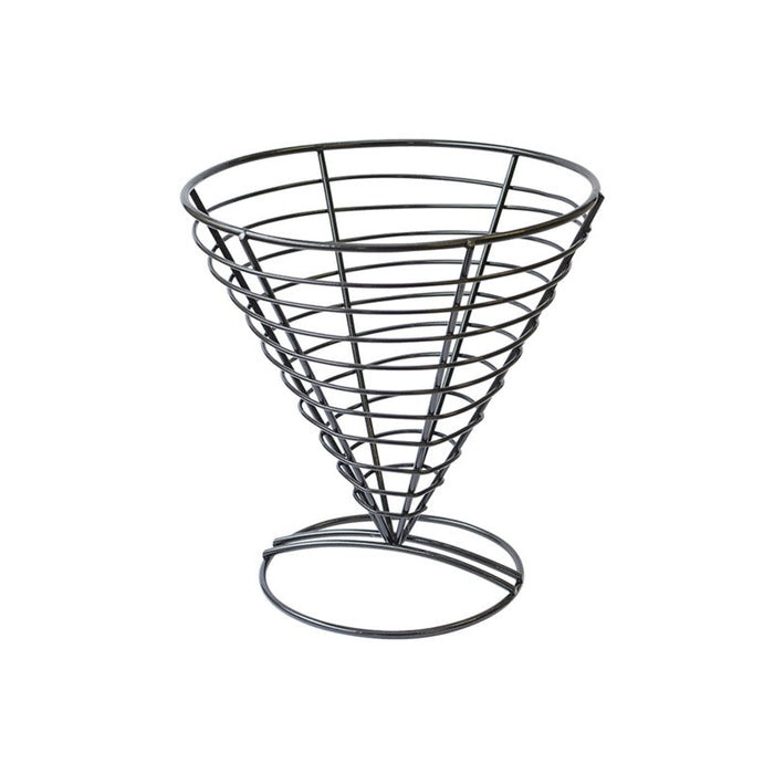 6pcs - Panier cône métal noir - Ø 18 cm - H 17,5 cm