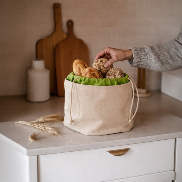 50pcs - Ø19cm H17cm - Panier à viennoiseries et pain en coton à fermeture en cordelette