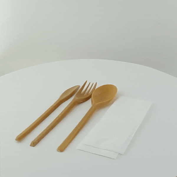 50pcs - Kit couverts 4/1 réutilisable bois composite emb kraft - 25 cm