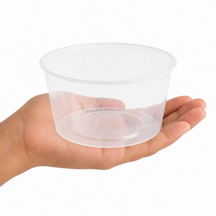 50pcs - Pot "Deli" rond en PP injecté transparent - 300 ml - Ø 11,7 cm - H 4 cm