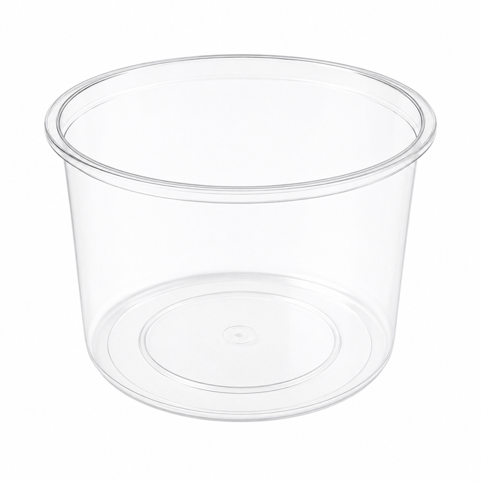 50pcs - Pot "Deli" rond en PP injecté transparent - 750 ml - Ø 12,3 cm - H 9 cm