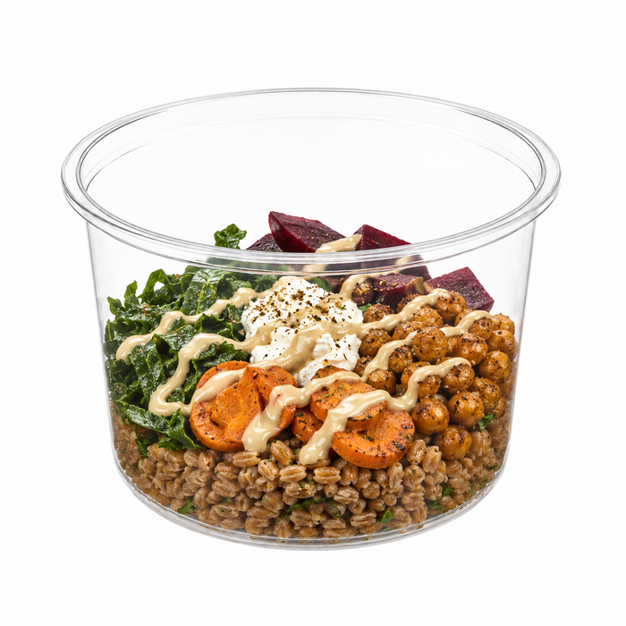 50pcs - Pot "Deli" rond en PP injecté transparent - 750 ml - Ø 12,3 cm - H 9 cm