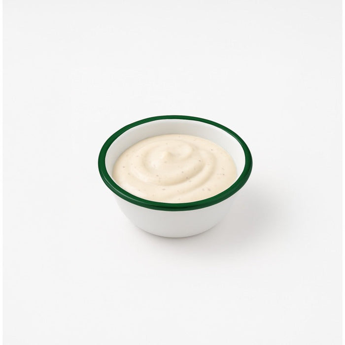 12pcs - Bol profond en acier émaillé blanc à bord vert "Enamel" - 470 ml - Ø 13,8 cm - H 6,3 cm