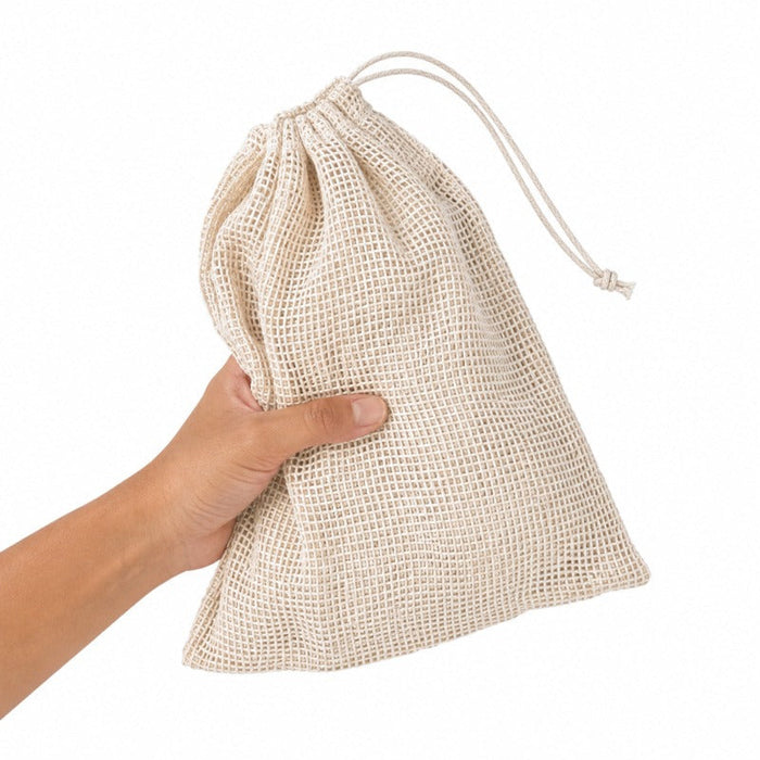 50pcs - Sac en filet coton naturel avec fermeture en cordelette - 30 cm x 34 cm