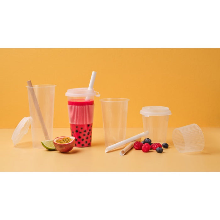 25pcs - Verre Bubble tea en PP injecté transparent - 650 ml - H 17,8 cm