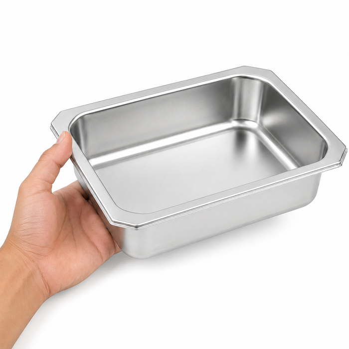 6pcs - Barquette scellable gastronorme 1/4 en inox - 26,5 cm x 16 cm x 5 cm