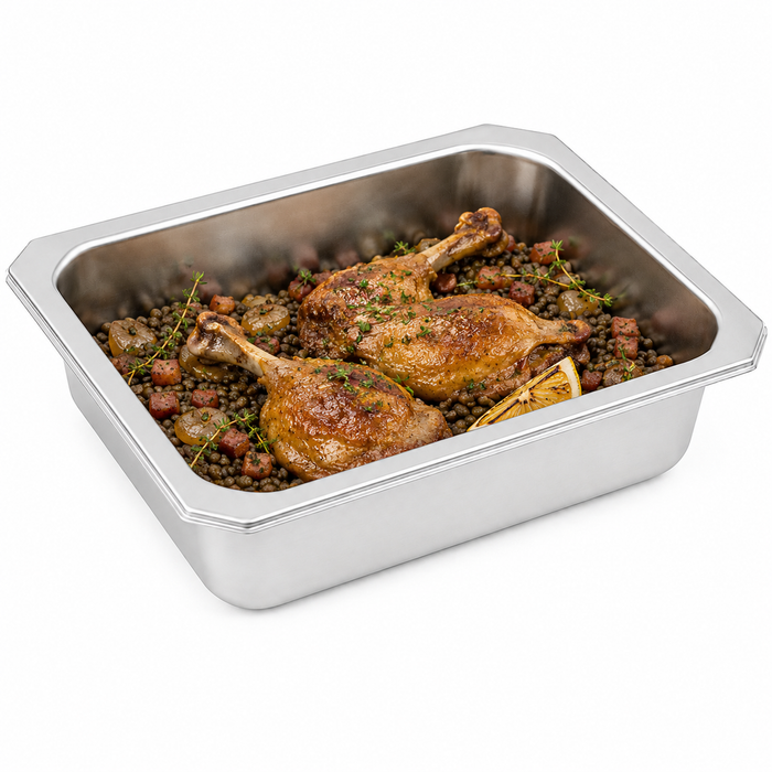6pcs - Barquette scellable gastronorme 1/4 en inox - 26,5 cm x 16 cm x 5 cm