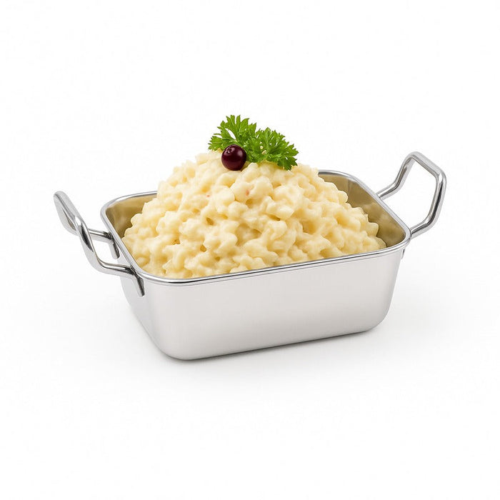 12pcs - Mini plat rectangulaire en inox avec poignées - 420 ml - 14 cm x 9 cm
